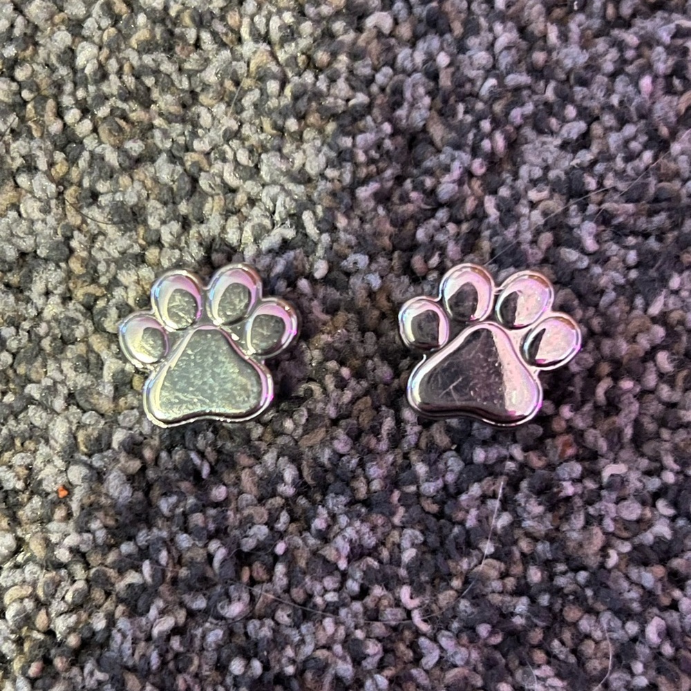 Authentic Set of 2 Silver Metal Crocs Dog Paw Jibbitz
